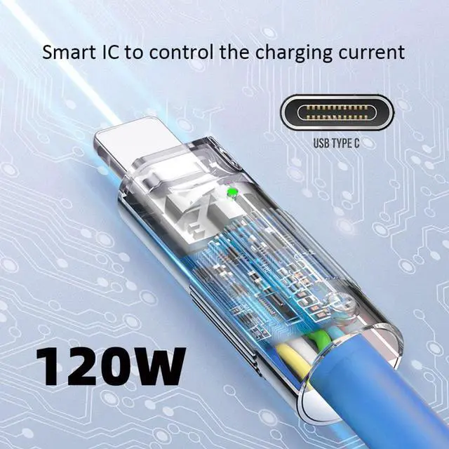 Alt view image 2 of 6 - USB C to C Cable,USB 2.0 Type C Male to USB C Male Ultra Soft 120W Power Fast Charge Data Transfer Extension Cable with Charging Indicator 2.0M