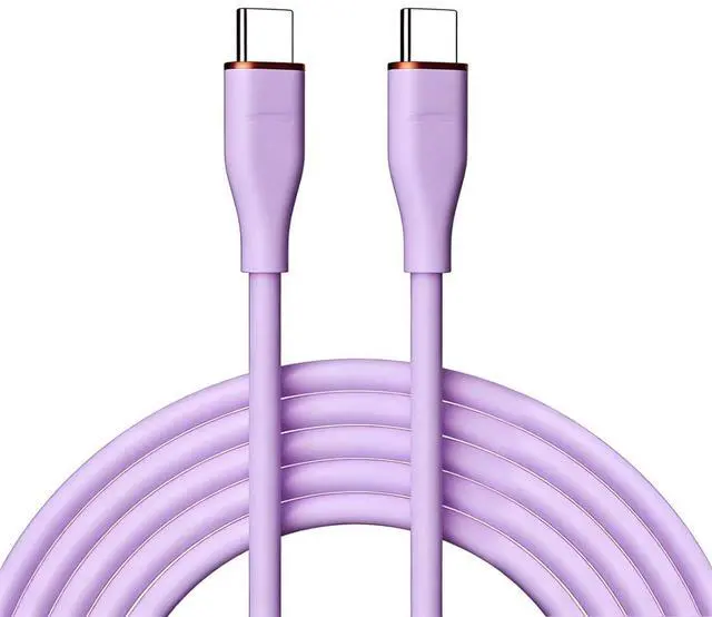 Main image of USB C to C Silicone Cable,USB 2.0 Type C PD 65W Fast Charge Data Extension Cable Compatible with iPhone 15 Purple 6.56FT/2.0M