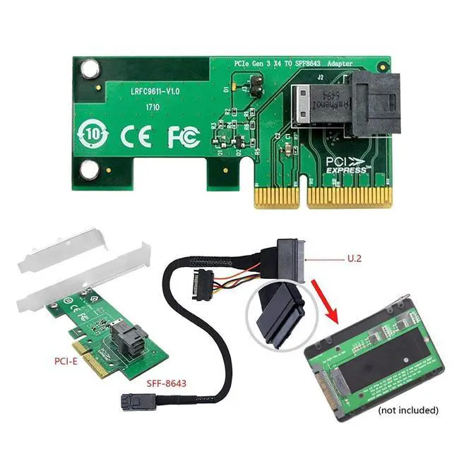 Alt view image 3 of 7 - SFF-8643 to PCI-E 4X Adapter with SFF-8639 to SFF-8643 Cable for Mainboard U.2 SFF-8639 SSD Expansion
