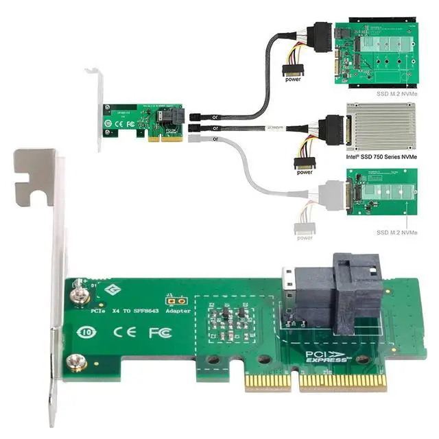 Alt view image 4 of 7 - SFF-8643 to PCI-E 4X Adapter with SFF-8639 to SFF-8643 Cable for Mainboard U.2 SFF-8639 SSD Expansion