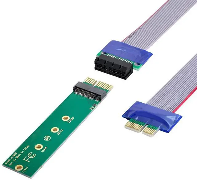 Main image of NVME AHCI NGFF M-Key SSD to PCI-E 3.0 1x x1 Vertical Adapter with PCI-E x1 Male to Female Extension Cable