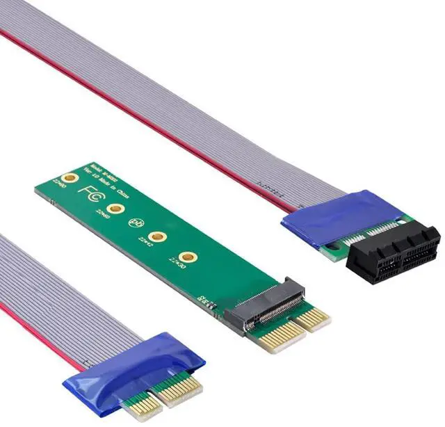Alt view image 5 of 7 - NVME AHCI NGFF M-Key SSD to PCI-E 3.0 1x x1 Vertical Adapter with PCI-E x1 Male to Female Extension Cable