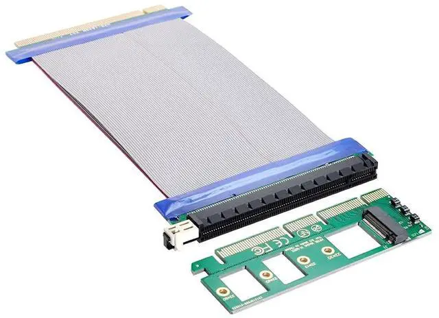 Main image of NGFF M-Key NVME AHCI SSD to PCI-E 3.0 16x x16 Vertical Adapter with PCI-E Male to Female Extension Cable