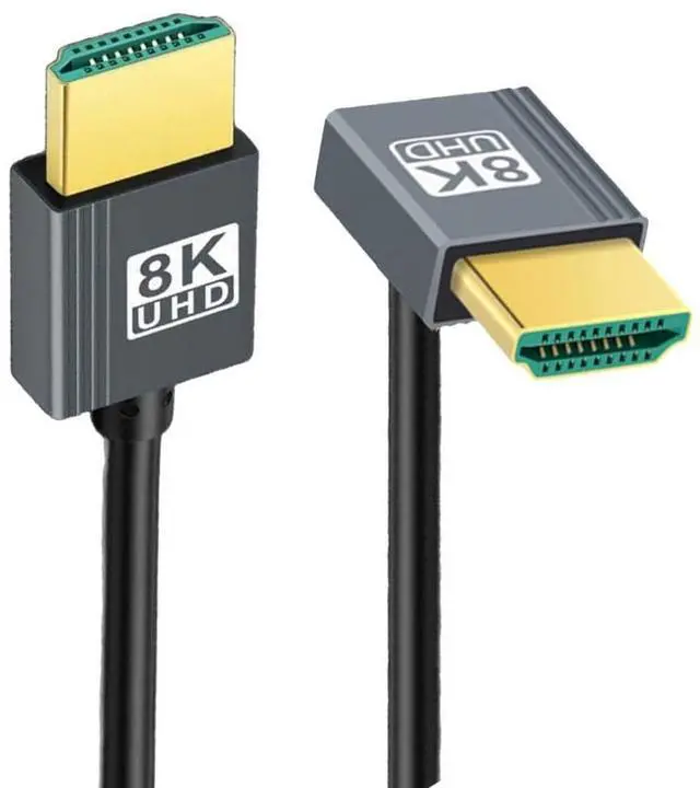 Main image of HDMI 2.1 Cable,HDMI Male to Male 90 Degree Down Angled 8K@60Hz 4K@120Hz 48Gbps Ultra High-Speed Flexibility Gold-Plated Cable 1.0M for TV, Monitor, Computer