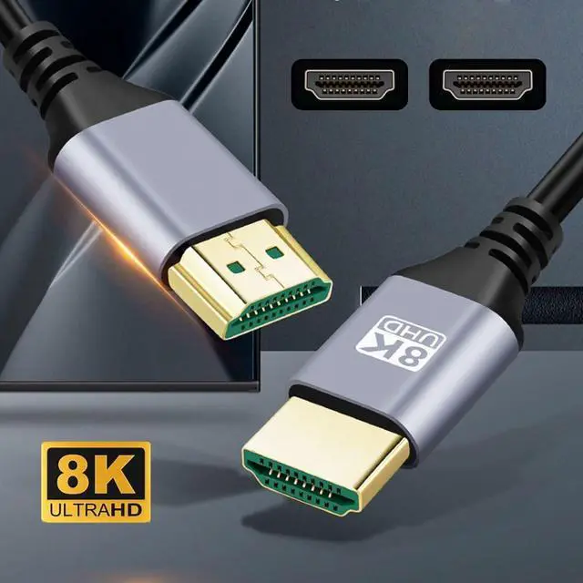 Alt view image 2 of 7 - HDMI 2.1 Cable,HDMI Male to Male 90 Degree Down Angled 8K@60Hz 4K@120Hz 48Gbps Ultra High-Speed Flexibility Gold-Plated Cable 1.0M for TV, Monitor, Computer