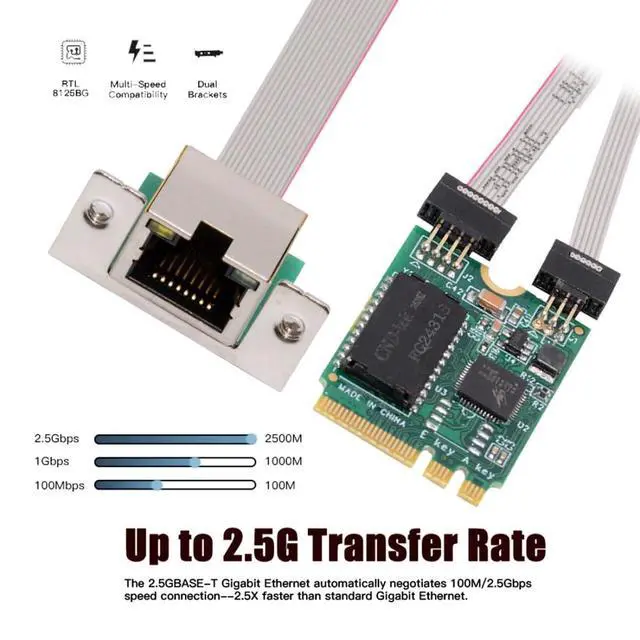 Alt view image 2 of 7 - Wireless M.2(A+E Key) to RJ45 Network Adapter,2.5G Gigabi Ethernet Network Card Adapter for Win XP/7/8/10/Linux/Vista/MacOS