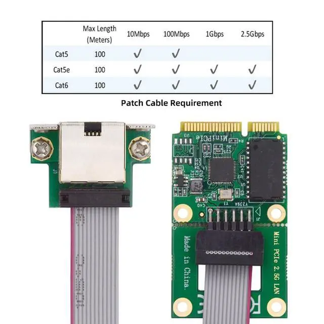 Alt view image 6 of 7 - Wireless Mini PCI-E to RJ45 Network Adapter,2.5G Gigabi Ethernet Network Card Adapter for Win XP/7/8/10/Linux/Vista/MacOS