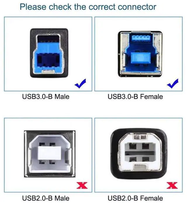 Alt view image 3 of 7 - USB 3.0 Type-B Male to Type-B Female Back Panel Mount Extension Data Cable for Industrial Camera Printer 0.5m