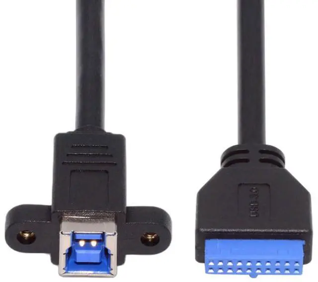 Main image of 0.98FT USB 3.0 Type-B Cable,USB-20Pin to USB-B Data Extension Cable with Panel Mount Holes