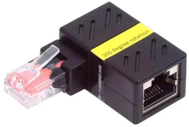 Main image of CAT6 RJ45 90 Degree Angled Rotating Connector Ethernet Extender LAN Network Cable Extension Adapter 360 Degree Rotating