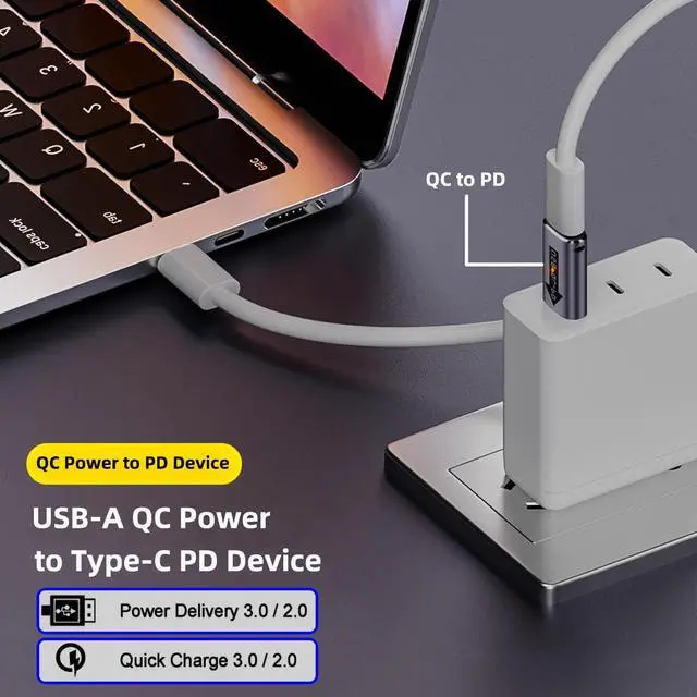 Alt view image 7 of 7 - USB 3.0 QC Power to PD USB C Device 5Gbps Data Power Adapter for Laptop Tablet Phone 2Pcs/Set