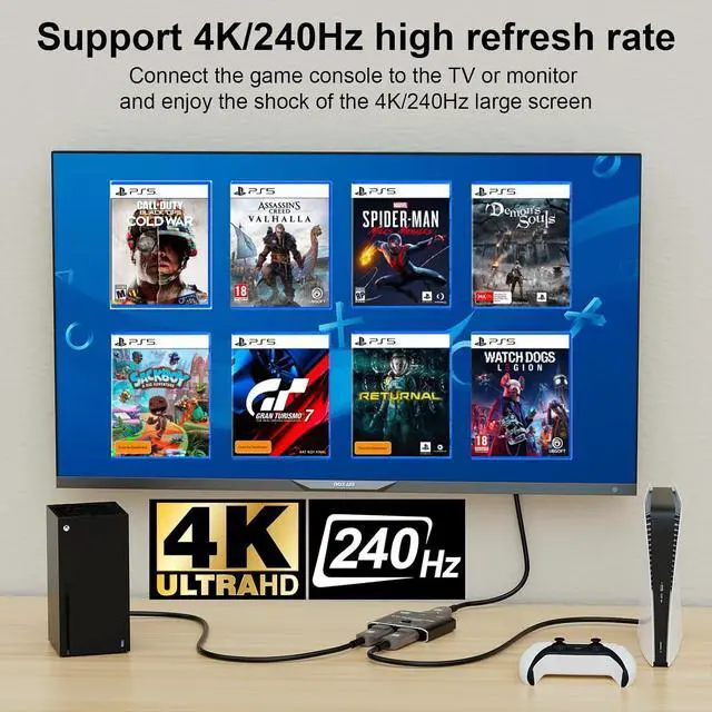 Alt view image 5 of 7 - DisplayPort 16K Switch Splitter HUB 2 in 1 Out Support Bi-Direction Display HDCP SST 16K@60hz 4K@240hz Convertor