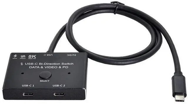 Main image of PD 8K@30hz 100W 10Gbps USB-C Type-C Bi-Direction Switch MST 1 to 2 Hub Support Video Data