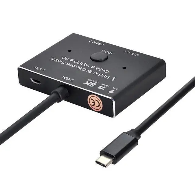 Alt view image 2 of 7 - PD 8K@30hz 100W 10Gbps USB-C Type-C Bi-Direction Switch MST 1 to 2 Hub Support Video Data