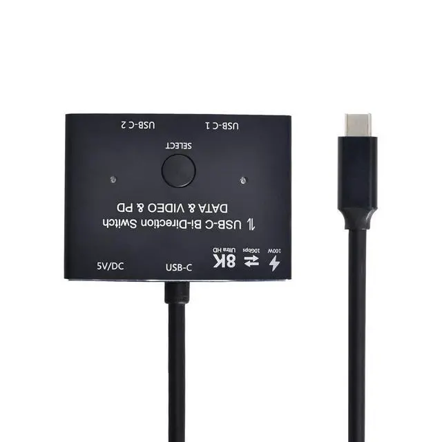 Alt view image 3 of 7 - PD 8K@30hz 100W 10Gbps USB-C Type-C Bi-Direction Switch MST 1 to 2 Hub Support Video Data