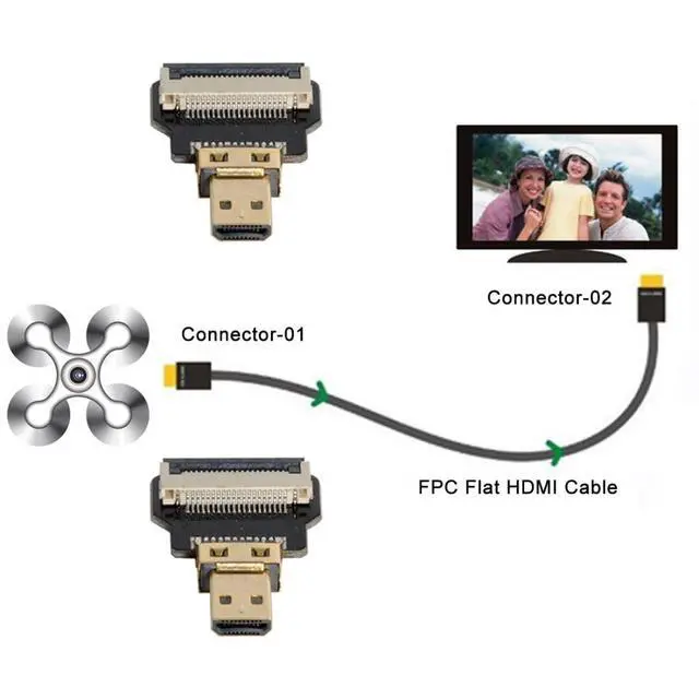 Alt view image 3 of 6 - CYFPV Micro HDMI Male to Male Extension FPC Flat Cable 1080P for FPV HDTV Multicopter Aerial Photography 0.5M