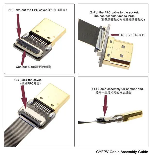 Alt view image 2 of 6 - CYFPV Micro HDMI to HDMI Male Extension FPC Flat Cable 1080P for FPV HDTV Multicopter Aerial Photography 0.5M