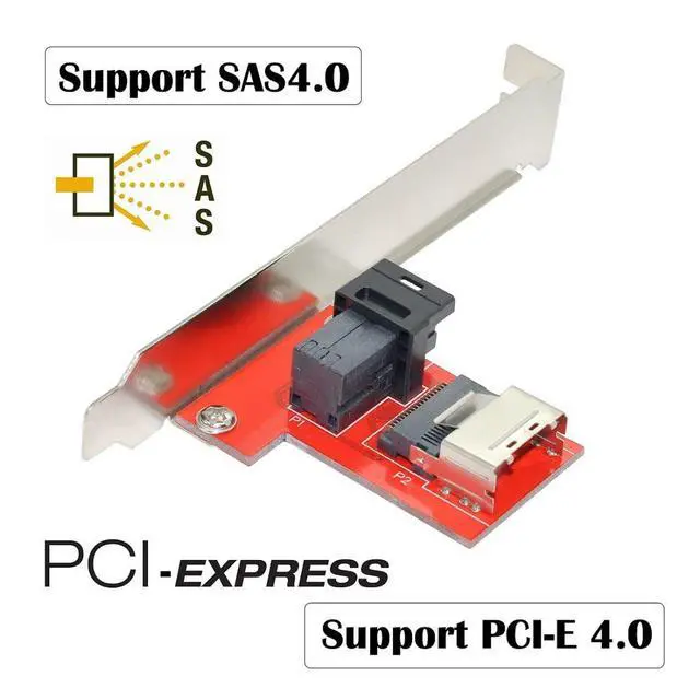 Alt view image 2 of 7 - Mini SAS SFF-8087 PCI-Express 4.0 to SFF-8643 SAS HD PCBA Female Adapter with Bracket