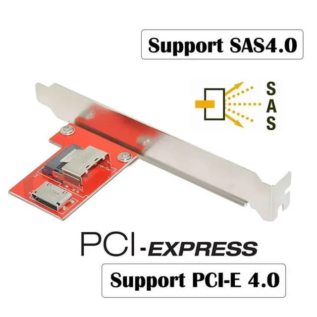 Alt view image 2 of 7 - Mini SAS SFF-8087 PCI-Express 4.0 to Oculink SFF-8611 SFF-8612 PCBA Female Adapter with Bracket