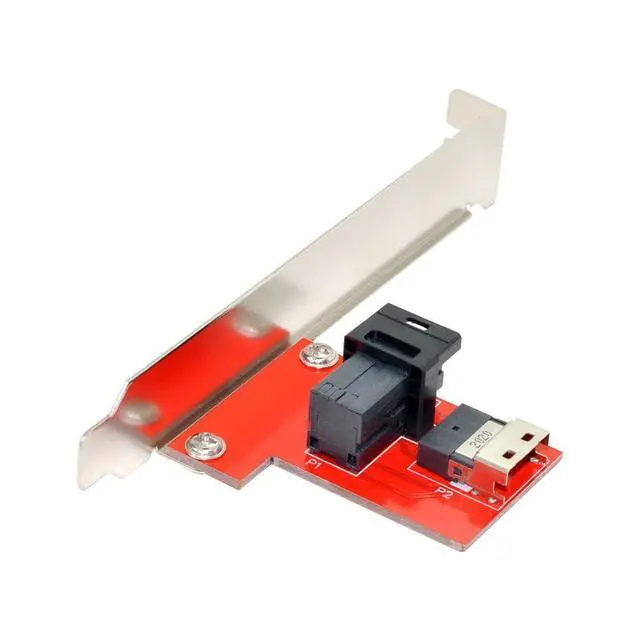 Main image of Slimline SAS SFF-8654 PCI-Express 4.0 to HD SFF-8643 PCBA Female Adapter with Bracket