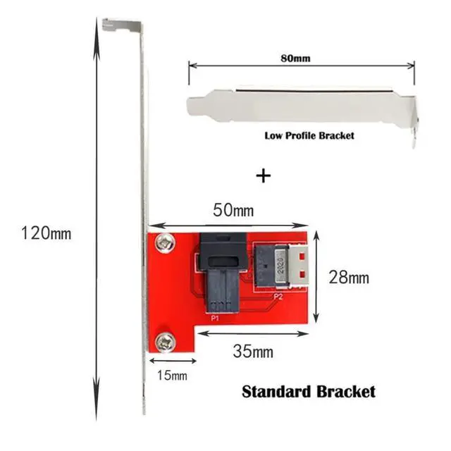 Alt view image 4 of 7 - Slimline SAS SFF-8654 PCI-Express 4.0 to HD SFF-8643 PCBA Female Adapter with Bracket