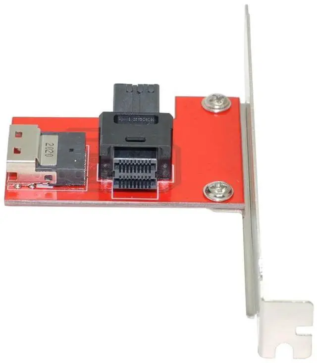 Alt view image 7 of 7 - Slimline SAS SFF-8654 PCI-Express 4.0 to HD SFF-8643 PCBA Female Adapter with Bracket