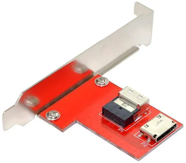 Main image of Slimline SAS SFF-8654 PCI-Express 4.0 to Oculink SFF-8611 SFF-8612 PCBA Female Adapter with Bracket