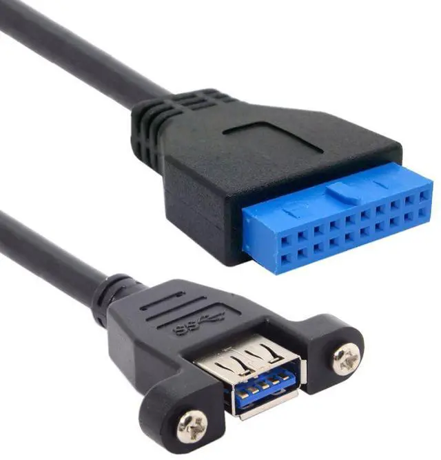 Main image of 20cm USB 3.0 20Pin 19Pin Motherboard to USB 3.0 Extension Data Cable for Front Panel Screw Mount Type