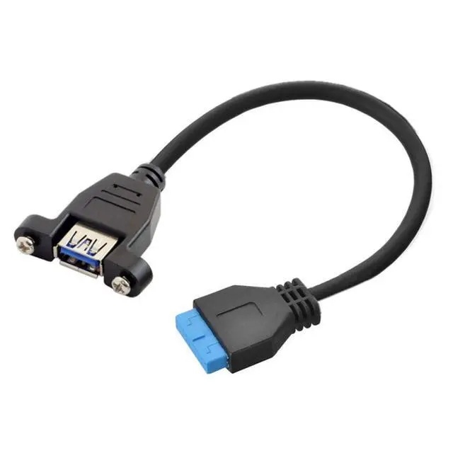 Alt view image 4 of 6 - 20cm USB 3.0 20Pin 19Pin Motherboard to USB 3.0 Extension Data Cable for Front Panel Screw Mount Type