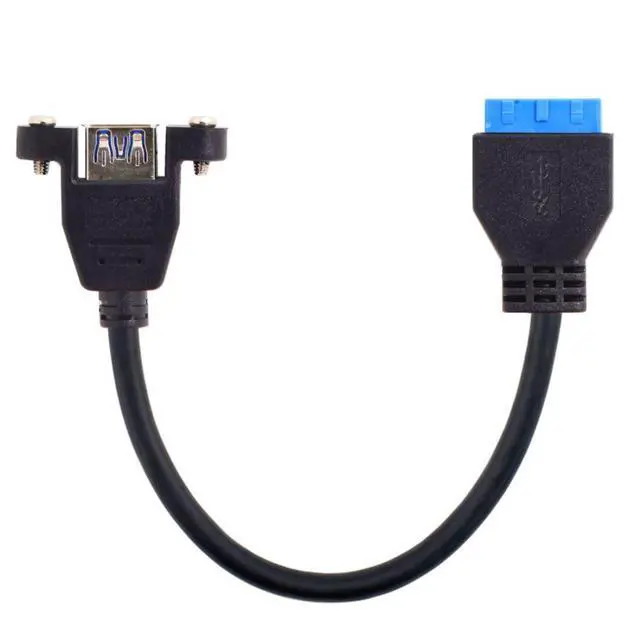 Alt view image 6 of 6 - 20cm USB 3.0 20Pin 19Pin Motherboard to USB 3.0 Extension Data Cable for Front Panel Screw Mount Type