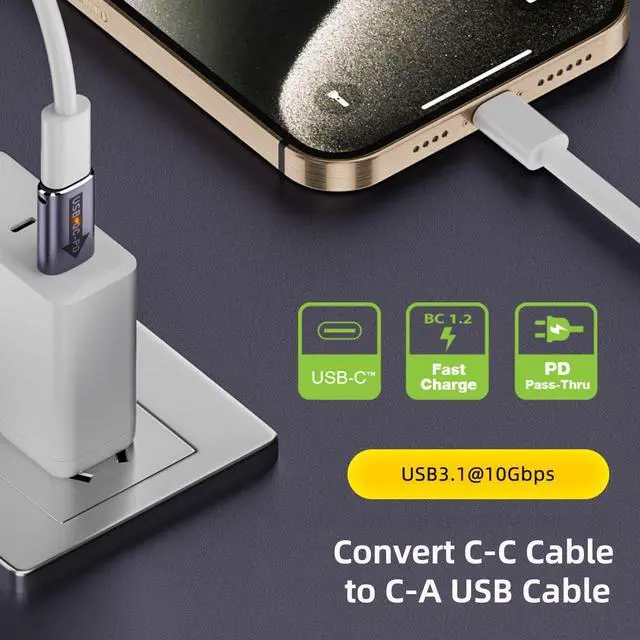 Alt view image 3 of 7 - USB 3.0 QC Power to PD USB C Device 5Gbps Data Power Adapter for Laptop Tablet Phone 2Pcs/Set