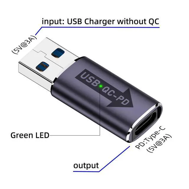 Alt view image 6 of 7 - USB 3.0 QC Power to PD USB C Device 5Gbps Data Power Adapter for Laptop Tablet Phone 2Pcs/Set