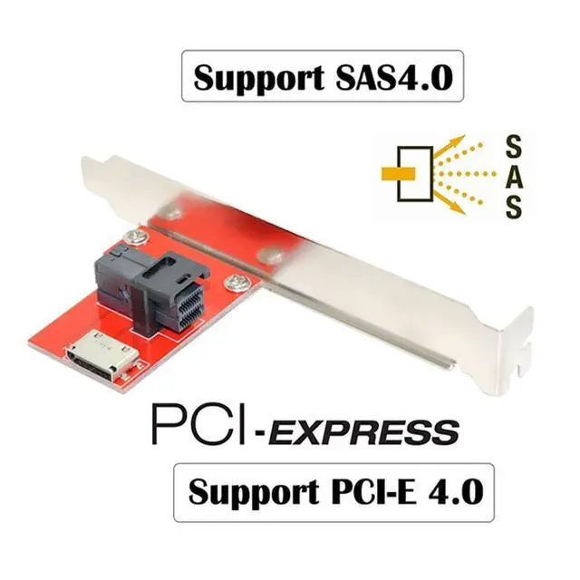 Alt view image 2 of 7 - Mini SAS HD SFF-8643 PCI-Express 4.0 to Oculink SFF-8611 SFF-8612 PCBA Female Adapter with Bracket