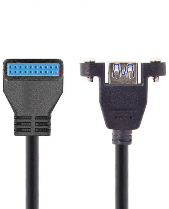 Main image of USB 3.0 20Pin Motherboard to USB 3.0 Extension Data Cable for Front Panel Screw Mount Type 90 Degree UP Angled