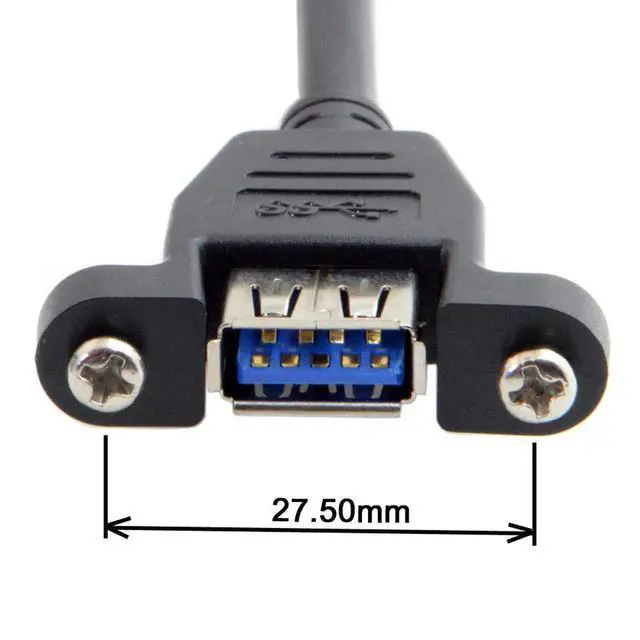 Alt view image 2 of 5 - USB 3.0 20Pin Motherboard to USB 3.0 Extension Data Cable for Front Panel Screw Mount Type 90 Degree UP Angled