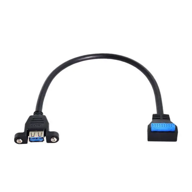 Alt view image 7 of 7 - USB 3.0 20Pin Motherboard to USB 3.0 Extension Data Cable for Front Panel Screw Mount Type 90 Degree Down Angled