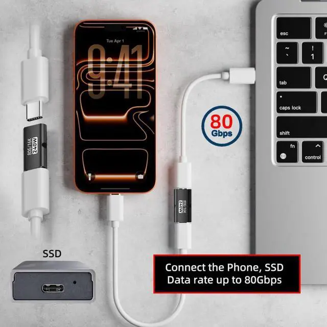 Alt view image 2 of 7 - 5 Pack USB C Coupler,USB C Female to Female 16K@60Hz 80Gbps Data Transfer,PD 240W Fast Charging Extension Adapter
