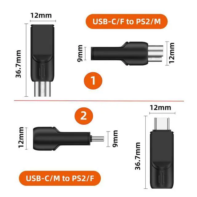 Alt view image 6 of 7 - 4 Pack PS/2 to USB Adapter,USB A/USB C to PS/2 Converter Adapter for Mouse and Kehyboard