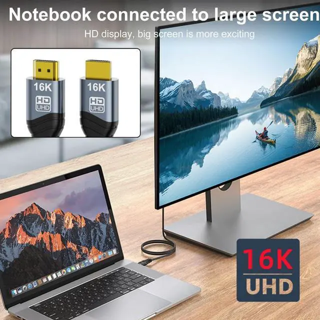 Alt view image 4 of 7 - 16K HDMI Cable,HDMI 2.2 Ultra High Speed 96Gbps Gold Plating Braided Cable Supports 16K@60Hz with DSC,8K@120Hz,HDR 10+,HBR3,DSC 1.2a 6.56FT/2.0M