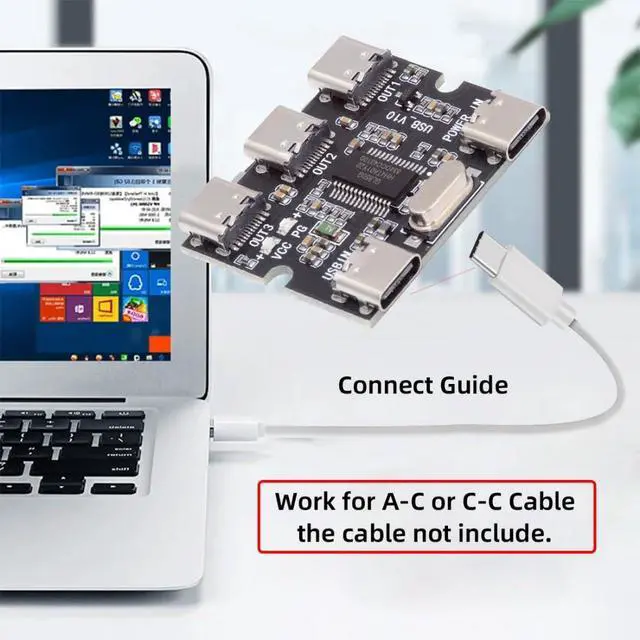 Alt view image 3 of 7 - 3 Port USB 2.0 HUB,USB C 1 to 3 Splitter Port Multiplier Expansion Adapter with USB C Extra Power for Laptop/Flash Drive/Keyborad/Mouse