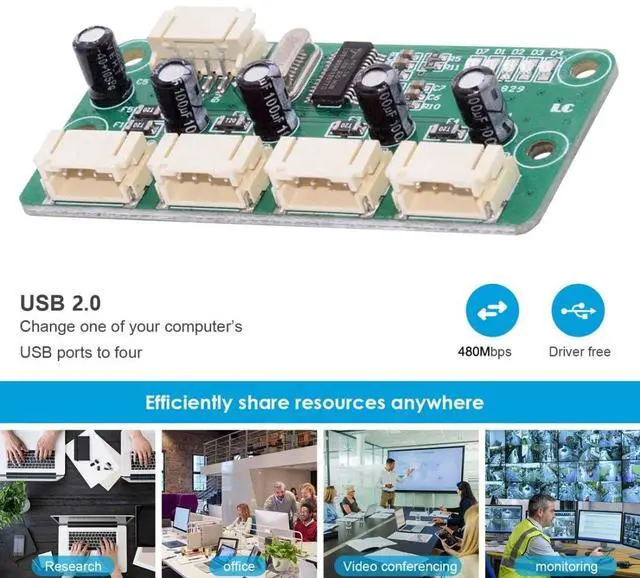 Alt view image 2 of 7 - 4 Port USB 2.0 HUB,Pitch=2.0mm 4Pin 1 to 4 Splitter Port Multiplier Expansion Adapter for Laptop/Flash Drive/Keyborad/Mouse