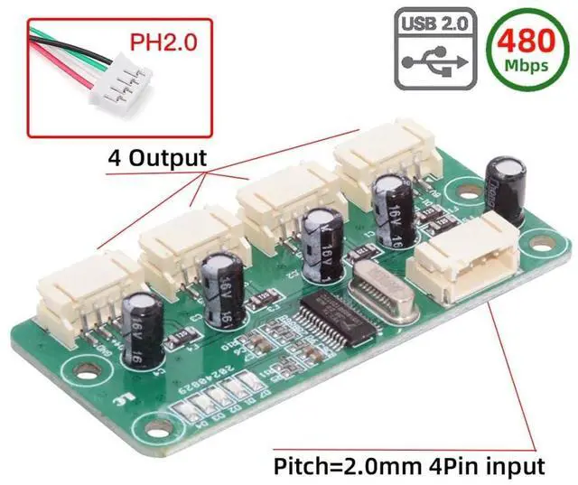 Alt view image 6 of 7 - 4 Port USB 2.0 HUB,Pitch=2.0mm 4Pin 1 to 4 Splitter Port Multiplier Expansion Adapter for Laptop/Flash Drive/Keyborad/Mouse
