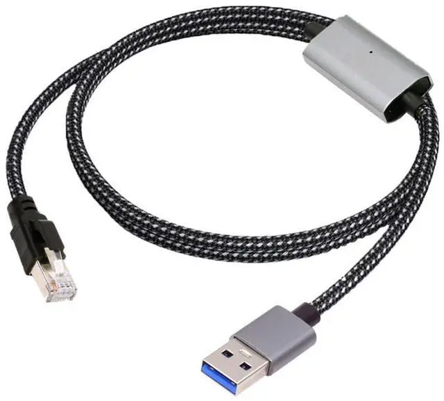 Main image of USB to Ethernet Cable, USB 3.0 Type A to CAT7 RJ45 1000Mbps Gigabit LAN Network Nylon Braided Cable 1.2M with AX88179 Chipset