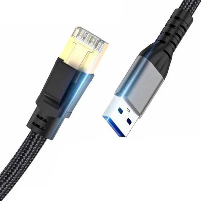 Alt view image 2 of 2 - USB to Ethernet Cable, USB 3.0 Type A to CAT7 RJ45 1000Mbps Gigabit LAN Network Nylon Braided Cable 1.2M with AX88179 Chipset