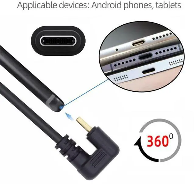 Alt view image 3 of 6 - USB 2.0 to USB C U Shape Angled Power Data Extension Cable 480Mbps 1.0M