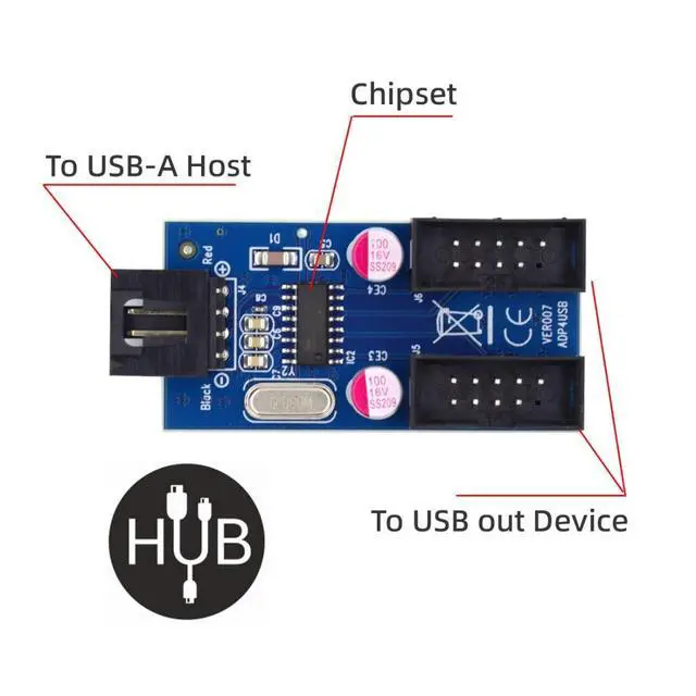 Alt view image 2 of 7 - USB 2.0 Front Panel Header 1 to 2 9Pin/10Pin HUB Mainboard Header Extension Adapter Splitter Cable