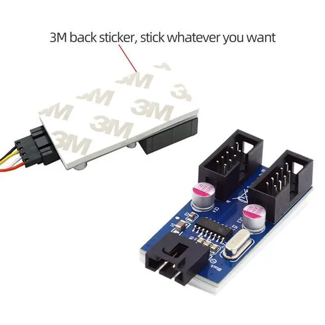 Alt view image 3 of 7 - USB 2.0 Front Panel Header 1 to 2 9Pin/10Pin HUB Mainboard Header Extension Adapter Splitter Cable