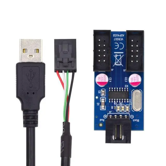 Alt view image 6 of 7 - USB 2.0 Front Panel Header 1 to 2 9Pin/10Pin HUB Mainboard Header Extension Adapter Splitter Cable