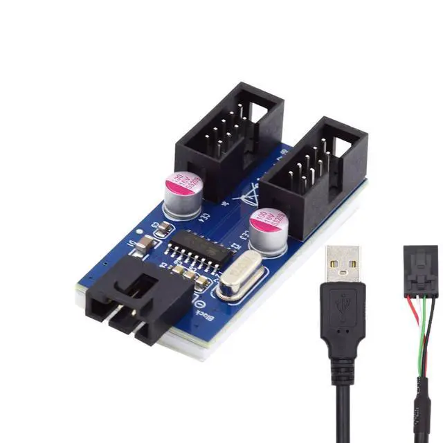 Alt view image 7 of 7 - USB 2.0 Front Panel Header 1 to 2 9Pin/10Pin HUB Mainboard Header Extension Adapter Splitter Cable