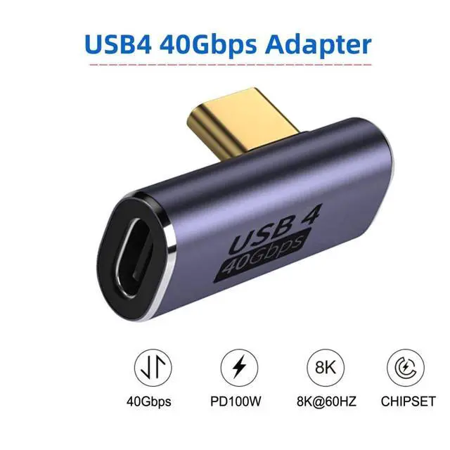 Alt view image 2 of 7 - USB C Male to Female Adapter,USB4 Type C Low Profile Right Angled 100W Power Data 8K Video Extension Connector Adapter